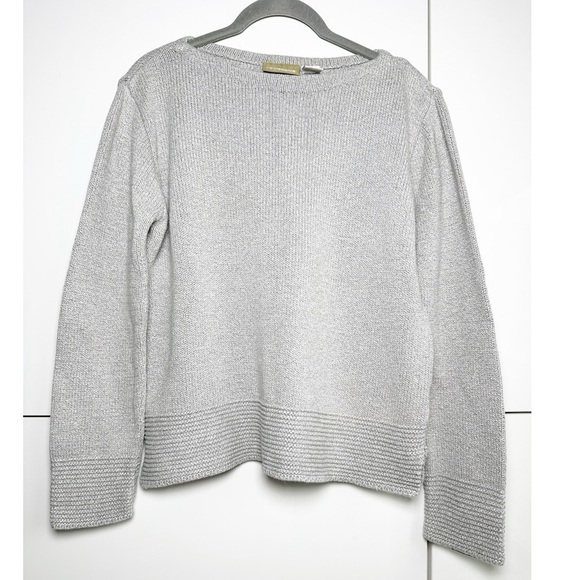Liz Claiborne Lizwear Knit Sweater Gray Size Small Boat Neck Ribbed Trim - Picture 1 of 6